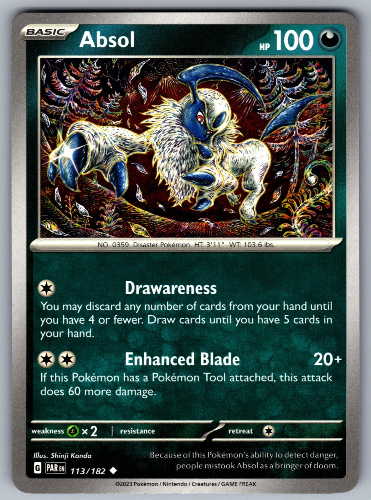 Absol Uncommon SV04: Paradox Rift 113/182 NM 2023