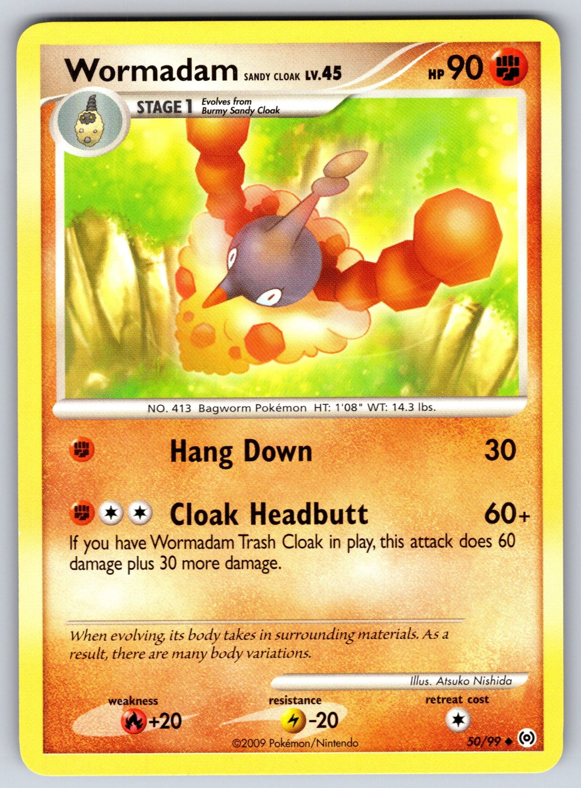Wormadam Sandy Cloak Uncommon Arceus 50/99 LP 2009