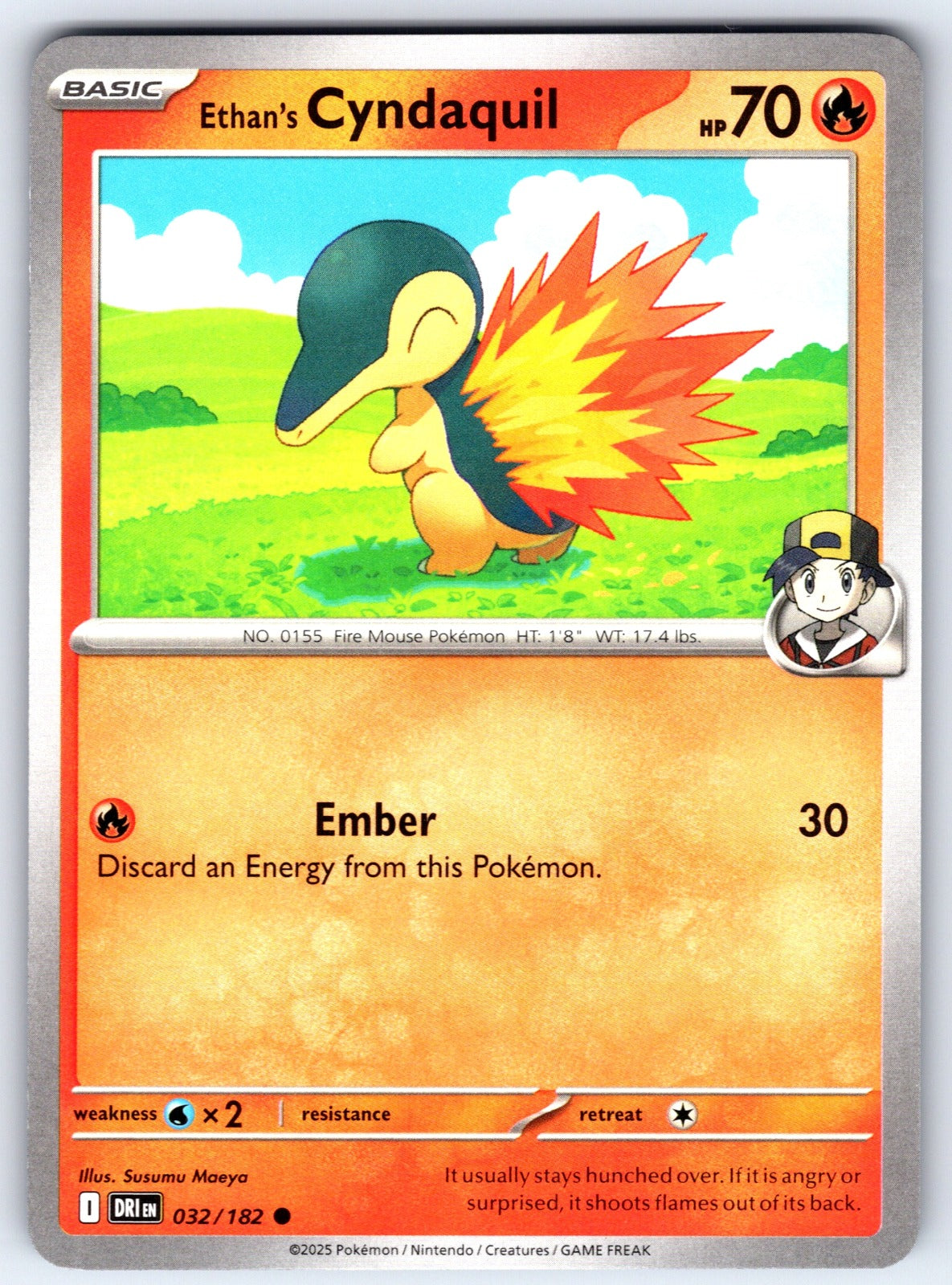 Ethan's Cyndaquil Common SV10: Destined Rivals 032/182 NM 2025