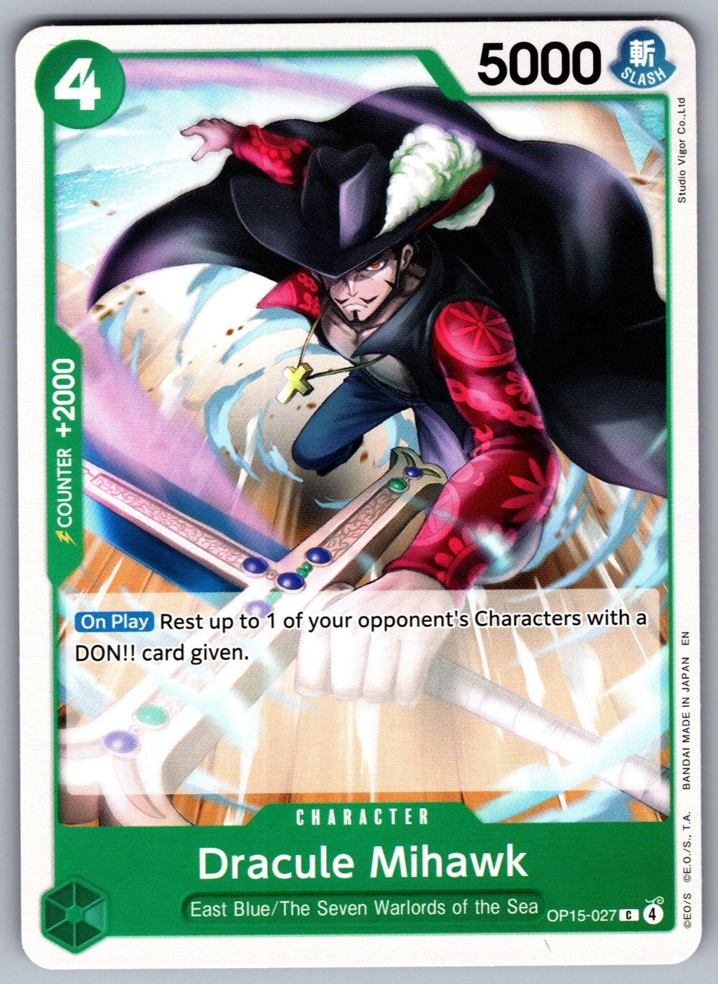 Dracule Mihawk C Adventure on Kami's Island OP15-027 NM 2026