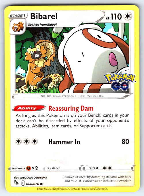 Bibarel Common Pokemon GO 060/078 NM 2022