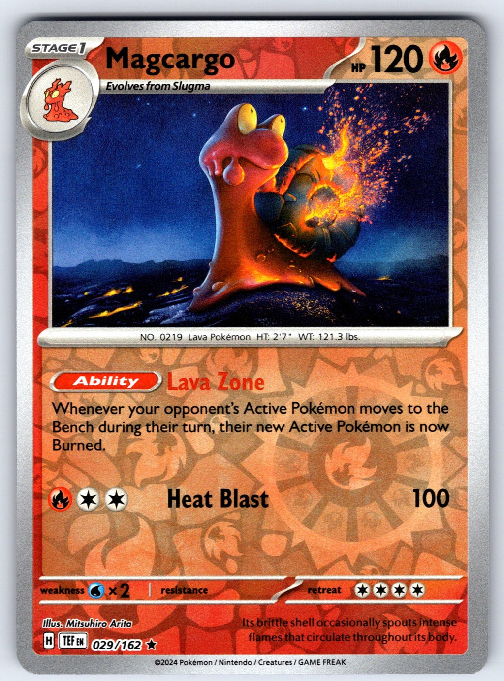 Magcargo Reverse Holo Rare SV05: Temporal Forces 029/162 NM 2024
