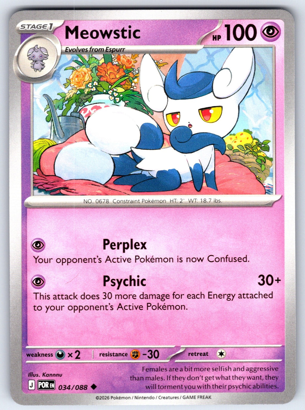 Meowstic Uncommon ME03: Perfect Order 034/088 NM 2026