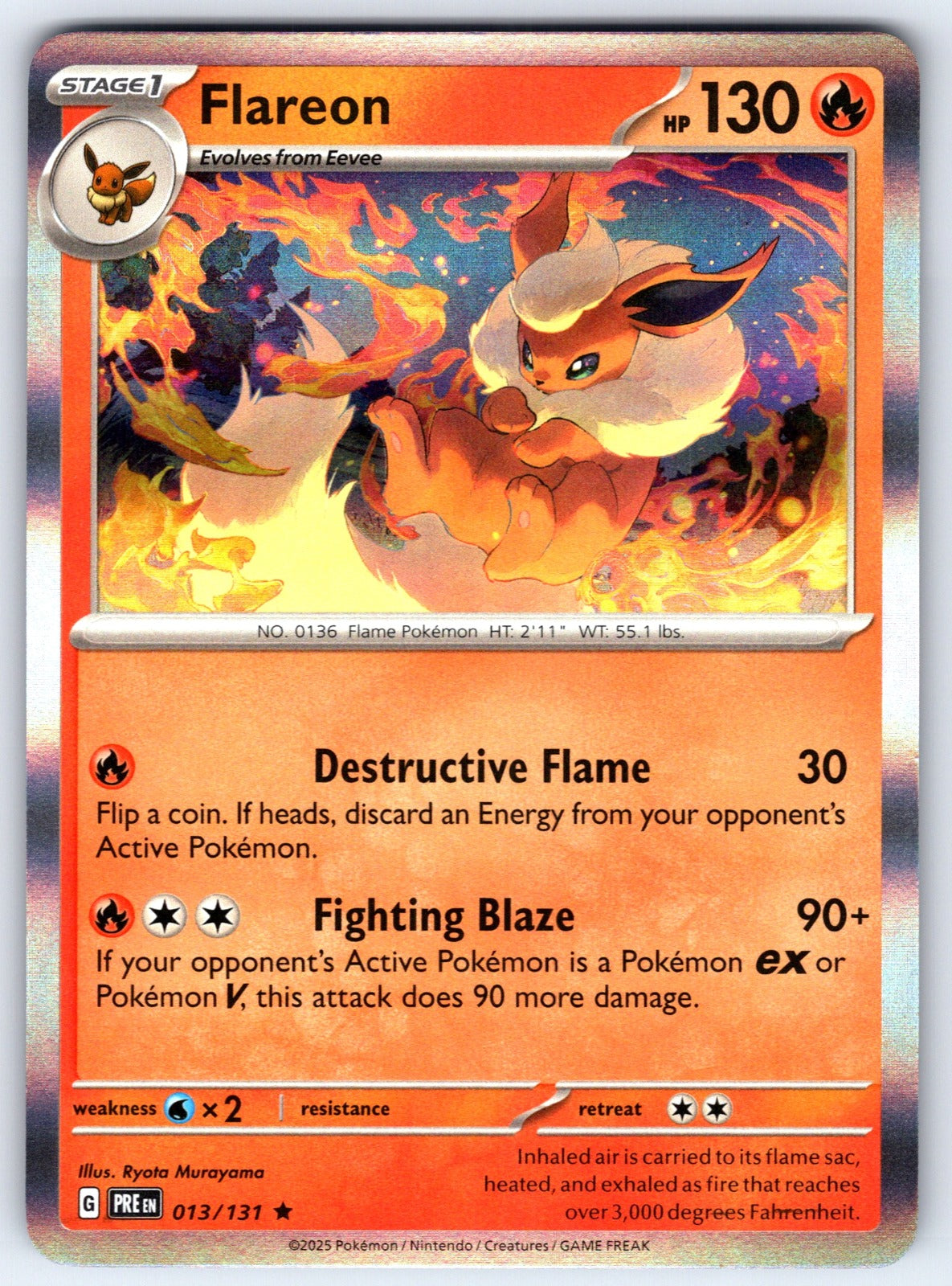 Flareon Holo Rare SV: Prismatic Evolutions 013/131 NM 2025