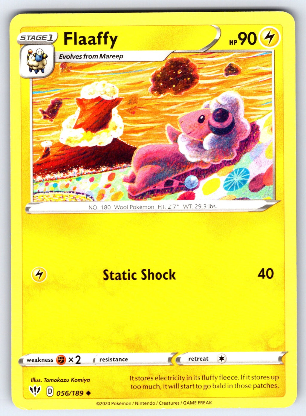Flaaffy Uncommon SWSH03: Darkness Ablaze 056/189 NM 2020