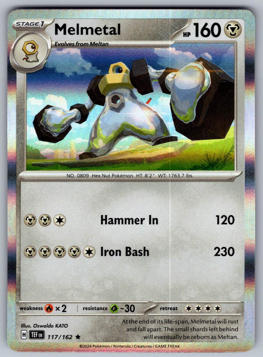 Melmetal Holo Rare SV05: Temporal Forces 117/162 NM 2024