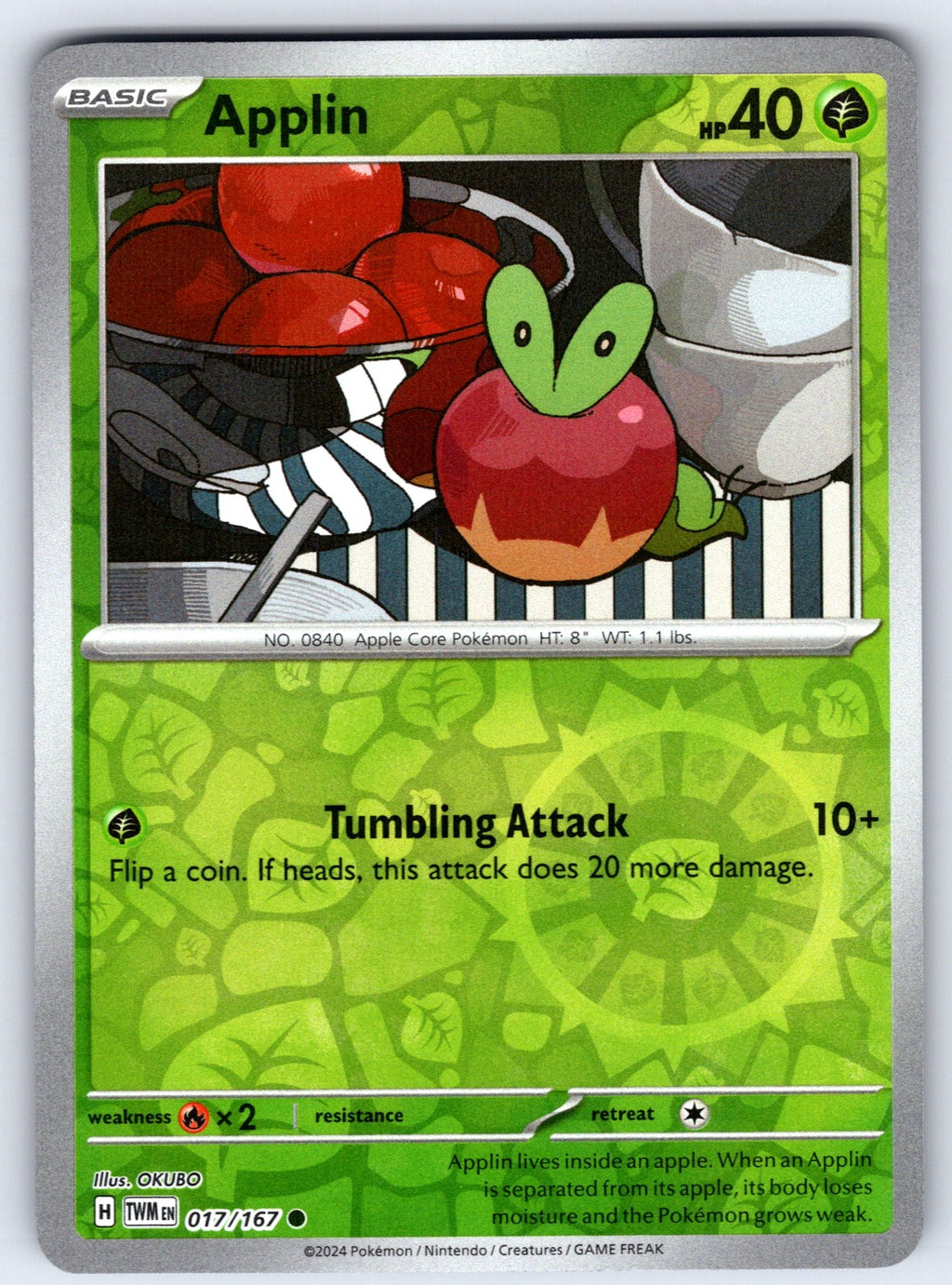 Applin Reverse Holo Common SV06: Twilight Masquerade 017/167 NM 2024
