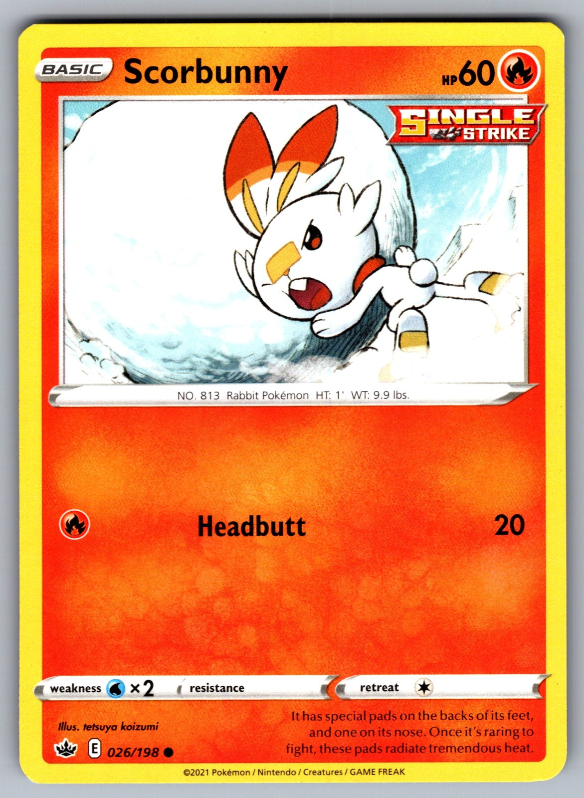 Scorbunny Common SWSH06: Chilling Reign 026/198 NM 2021