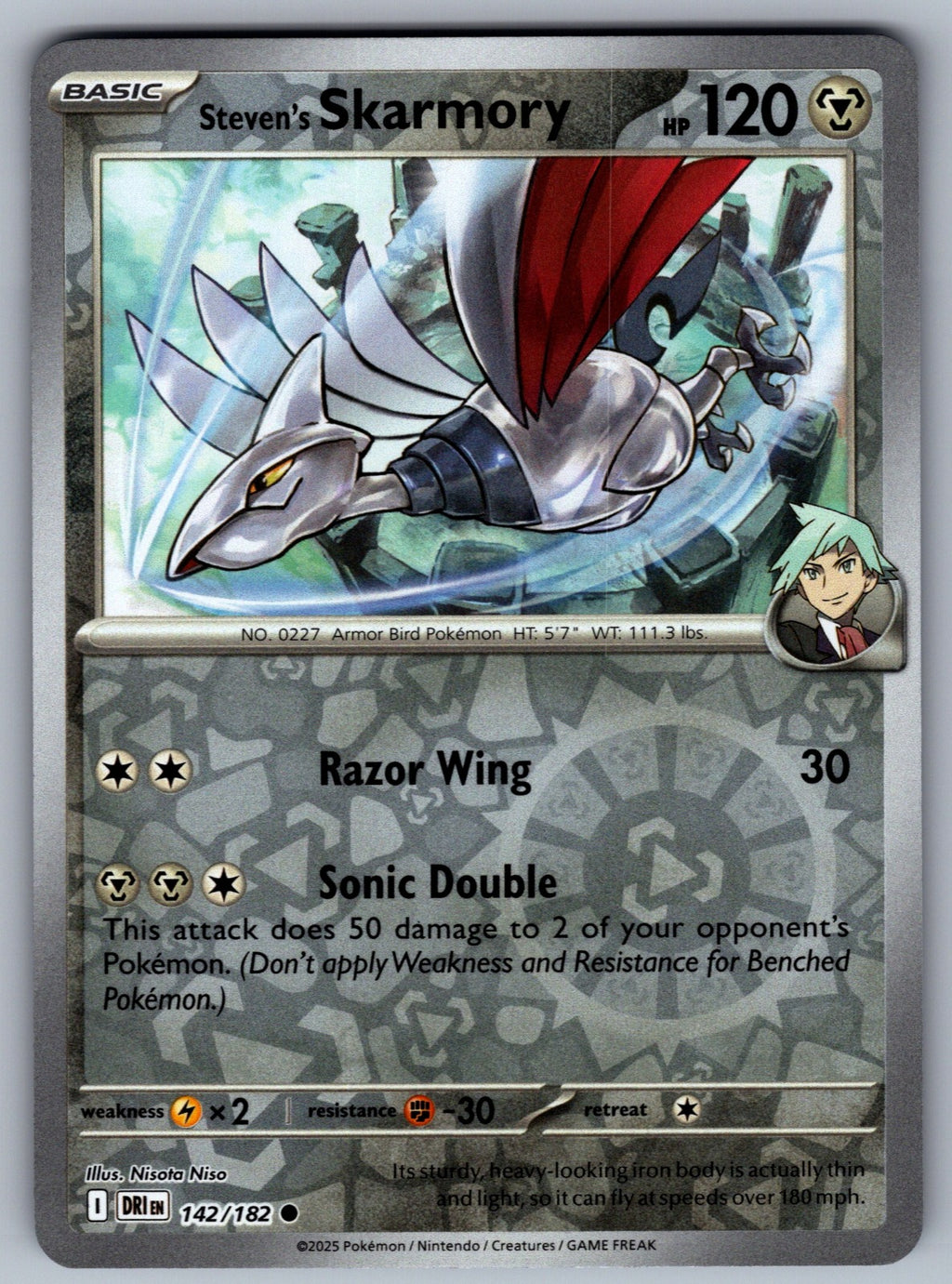 Steven's Skarmory Reverse Holo Common SV10: Destined Rivals 142/182 NM 2025