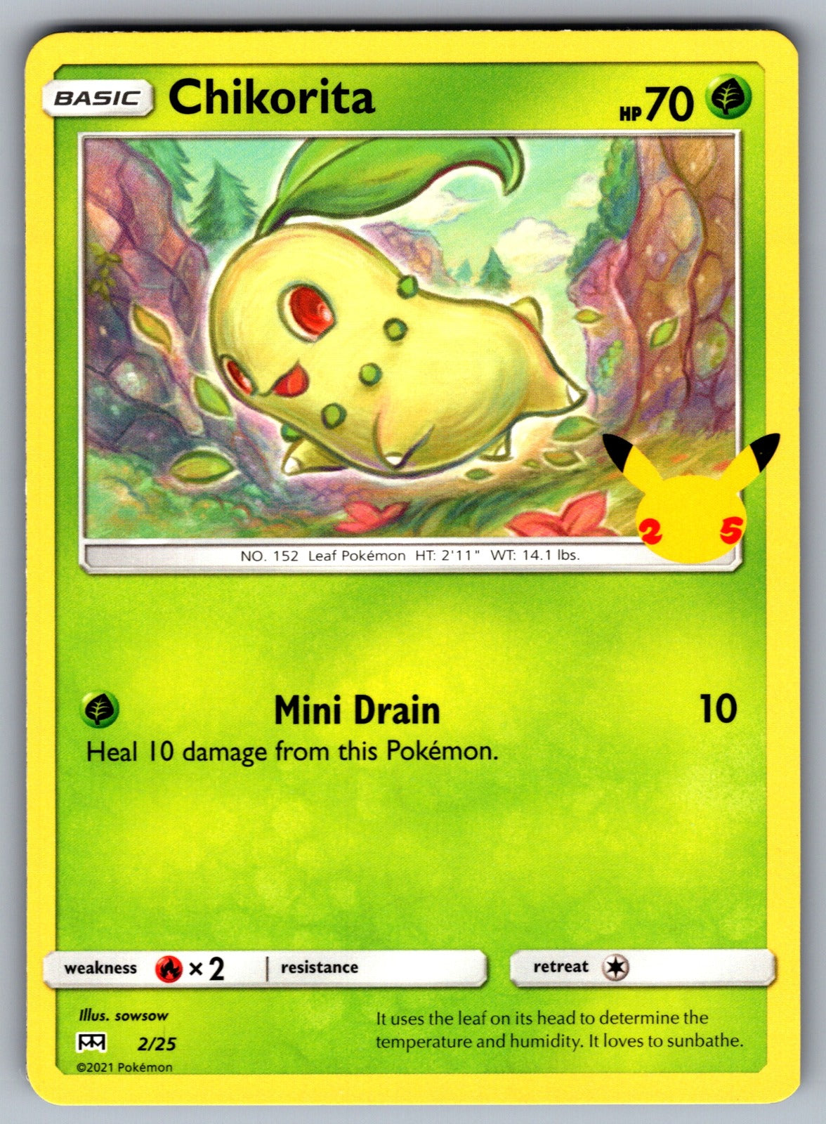 Chikorita - 2/25 Promo McDonald's 25th Anniversary Promos 002/025 NM 2021