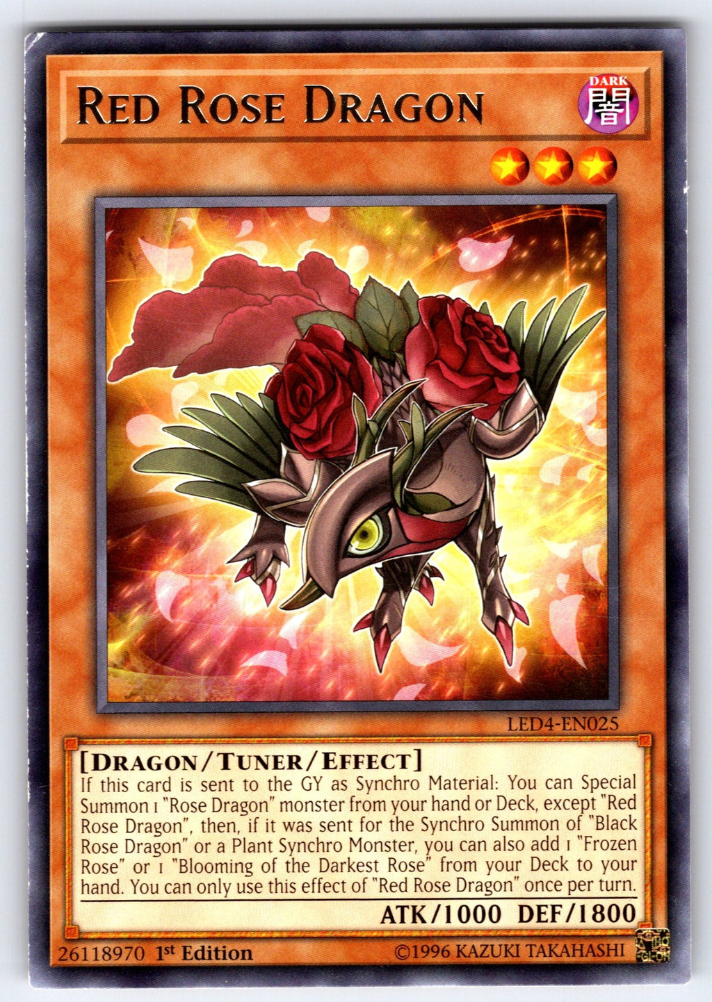 Red Rose Dragon 1st Edition Common Legendary 5D's Decks L5DD-ENA07 NM 2025