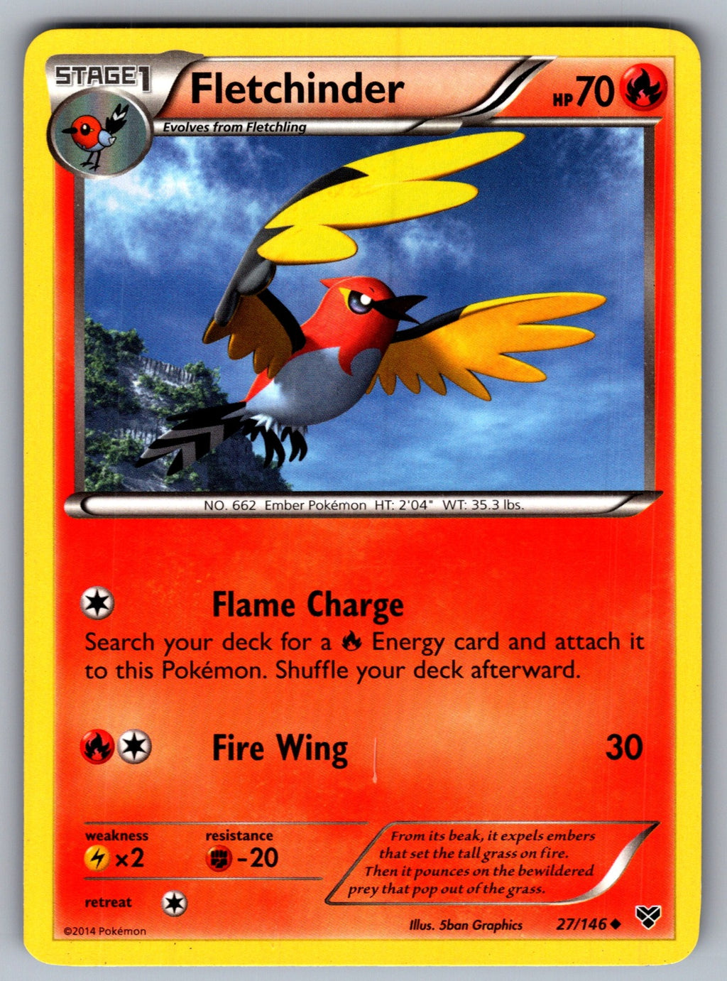 Fletchinder Uncommon XY Base Set 27/146 LP 2014