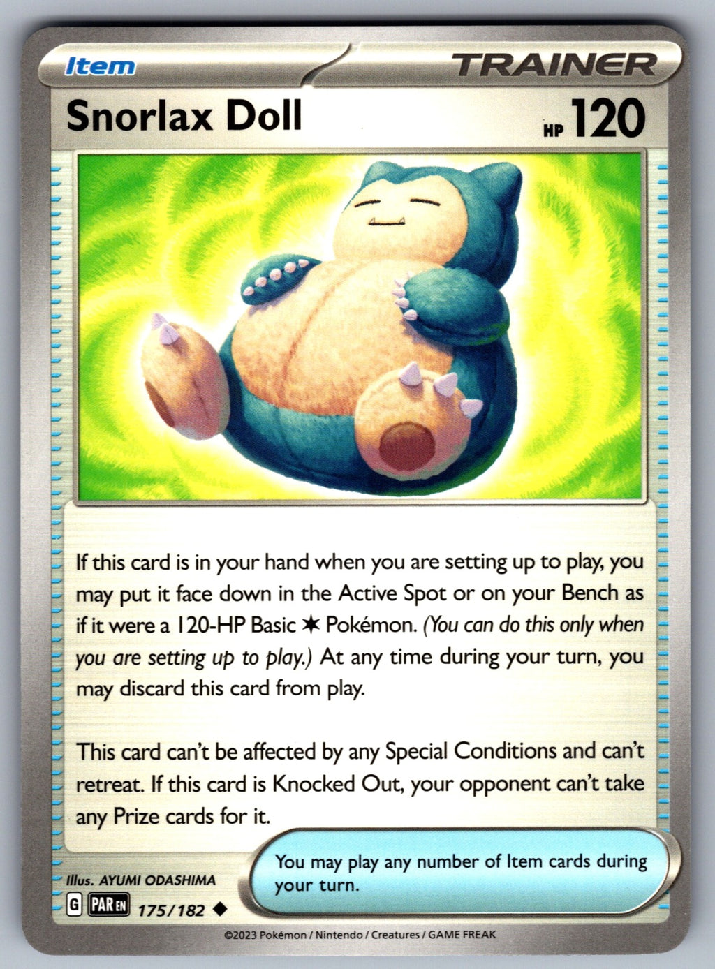 Snorlax Doll Uncommon SV04: Paradox Rift 175/182 NM 2023