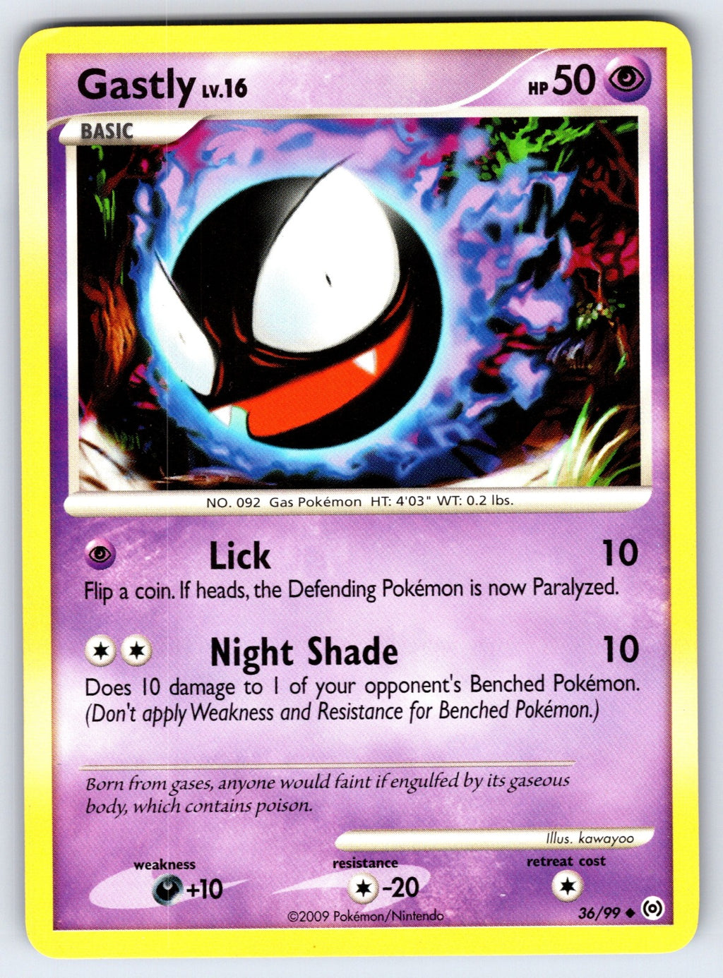Gastly (36) Uncommon Arceus 36/99 LP 2009