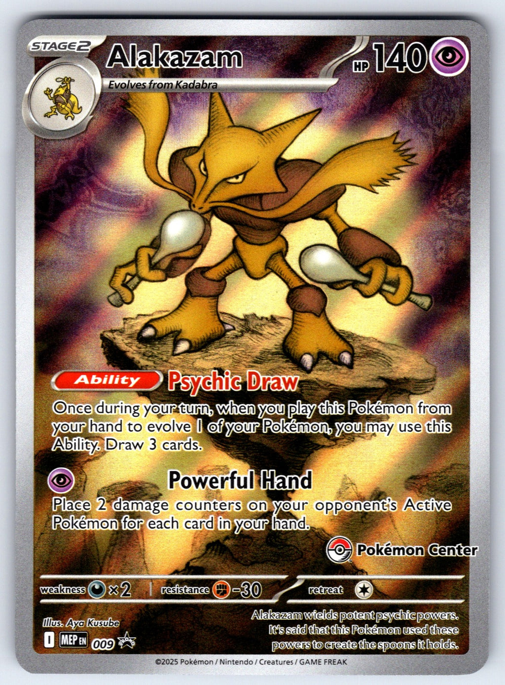 Alakazam - (Pokemon Center Exclusive) Holo Promo ME: Mega Evolution Promo 009 NM 2025