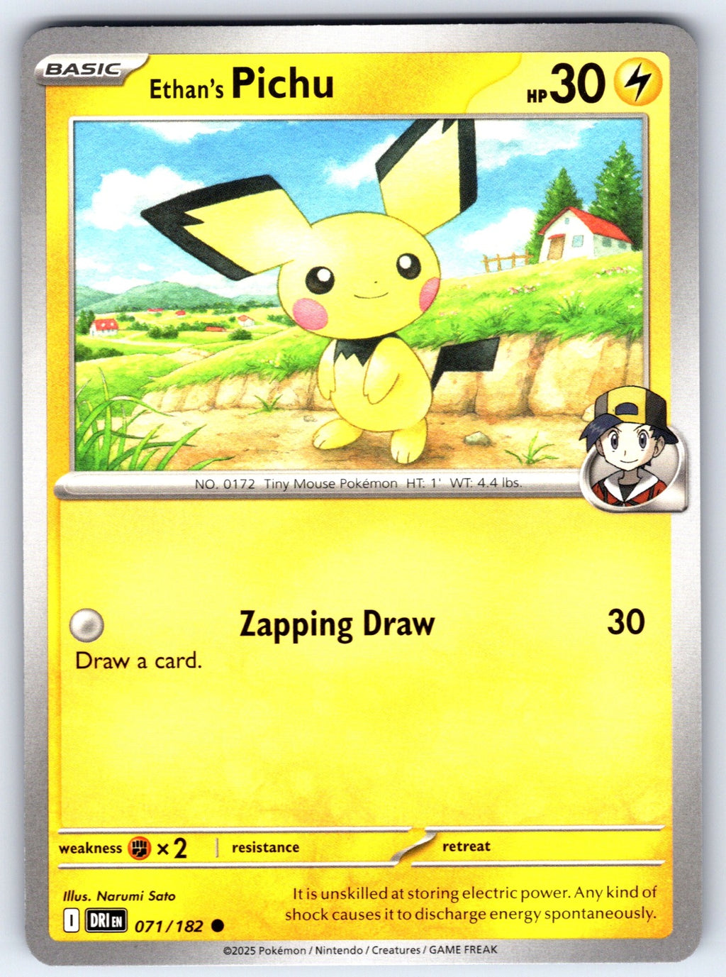 Ethan's Pichu Common SV10: Destined Rivals 071/182 NM 2025