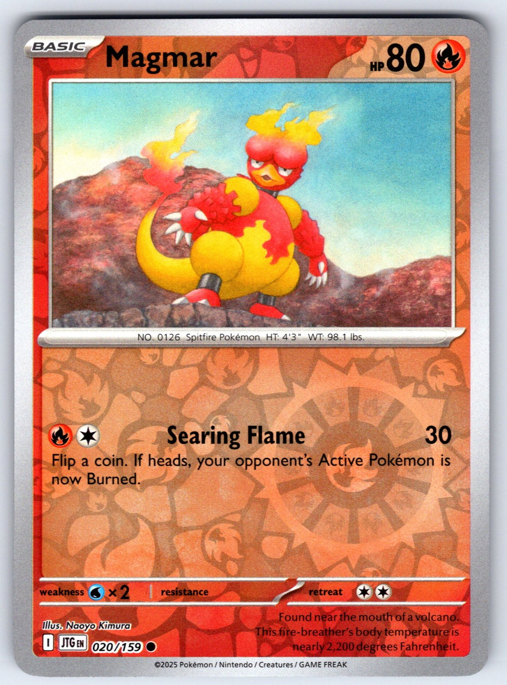 Magmar Reverse Holo Common SV09: Journey Together 020/159 NM 2025