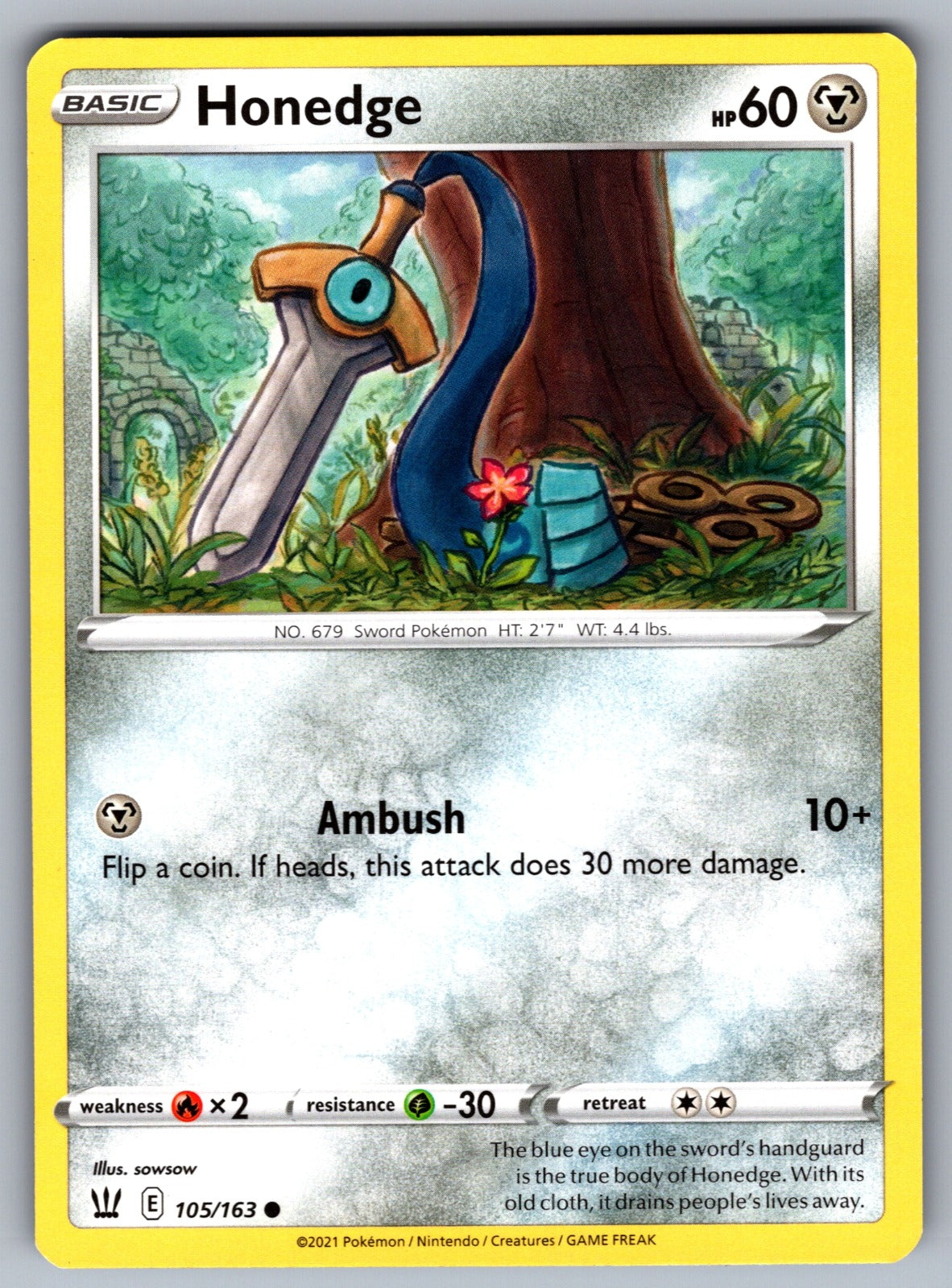 Honedge Common SWSH05: Battle Styles 105/163 NM 2021
