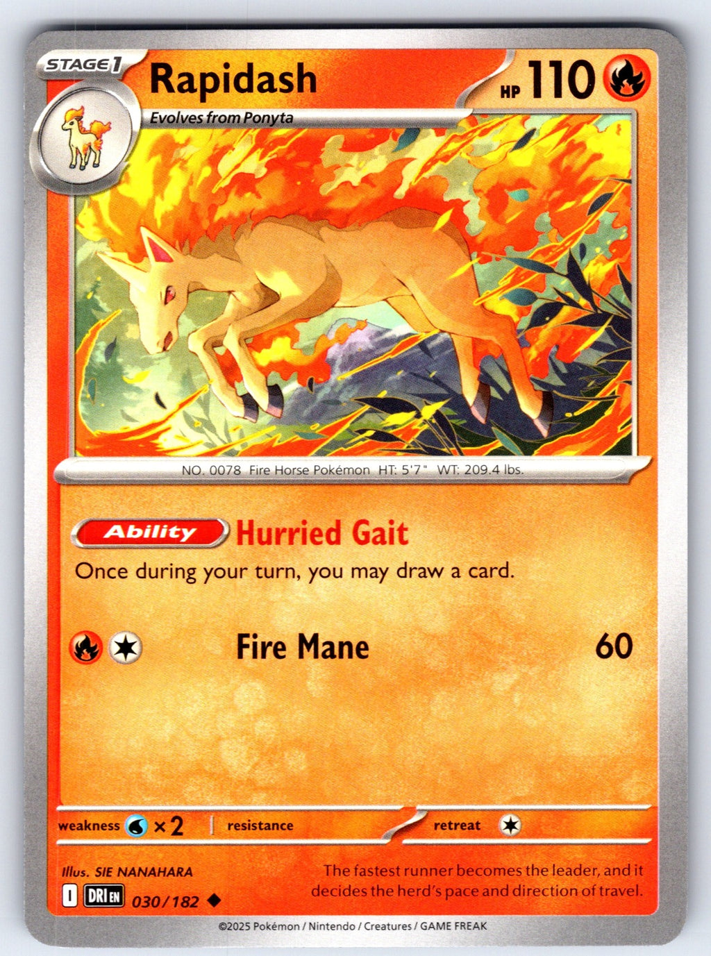 Rapidash Uncommon SV10: Destined Rivals 030/182 NM 2025