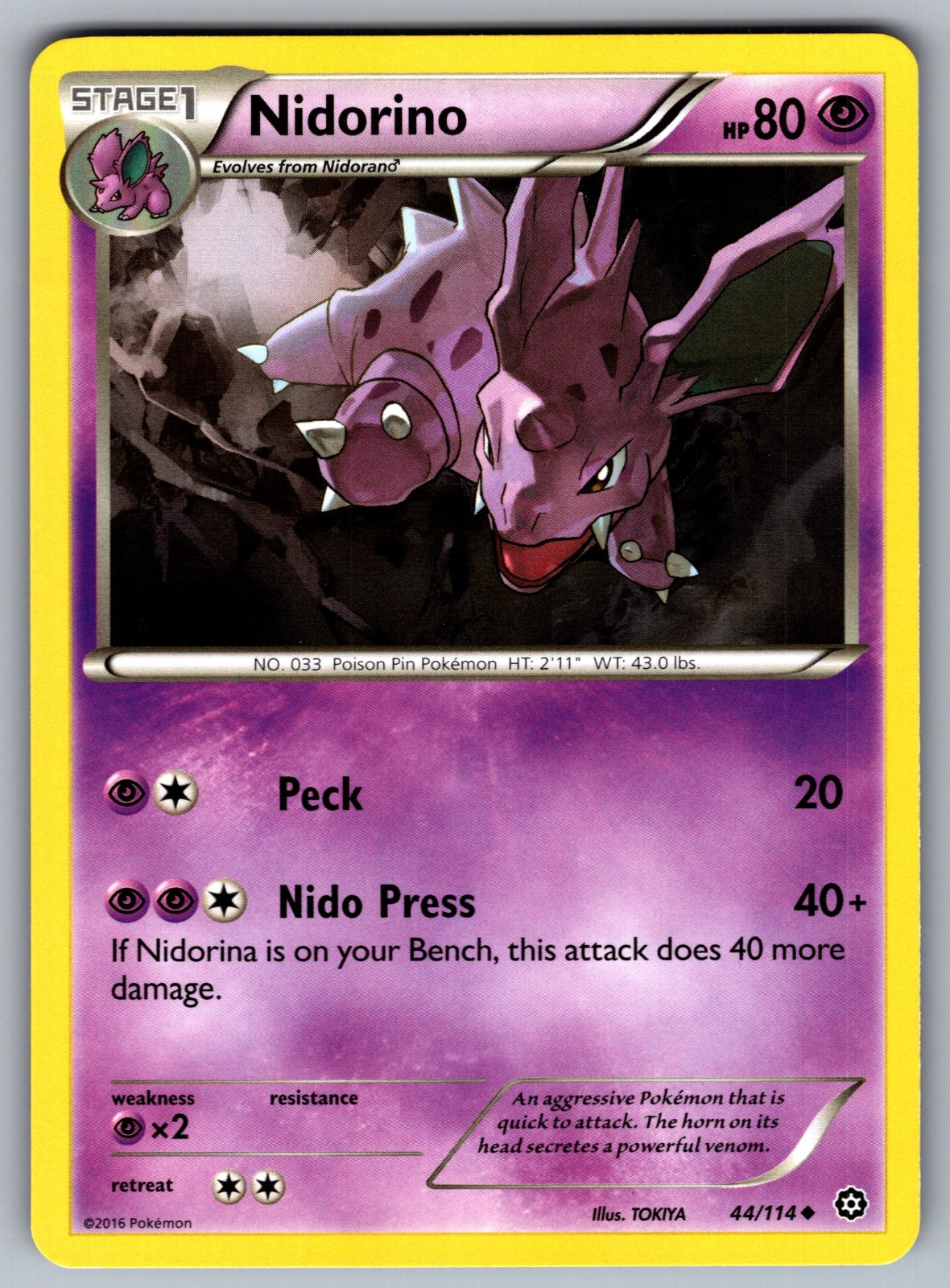 Nidorino Uncommon XY - Steam Siege 44/114 LP 2016