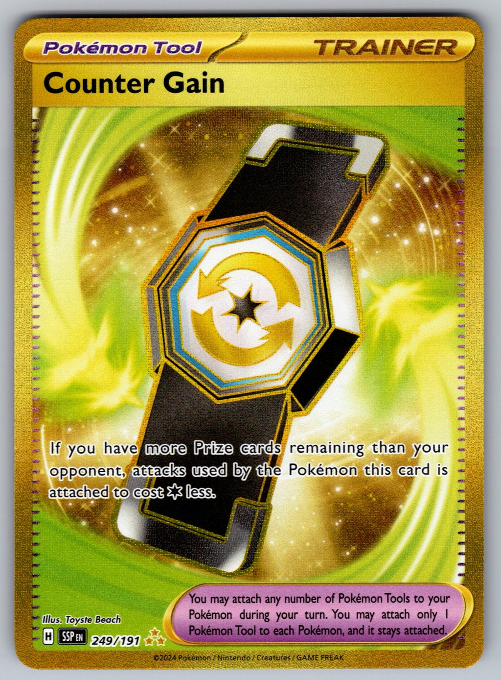 Counter Gain Holo Hyper Rare SV08: Surging Sparks 249/191 NM 2024