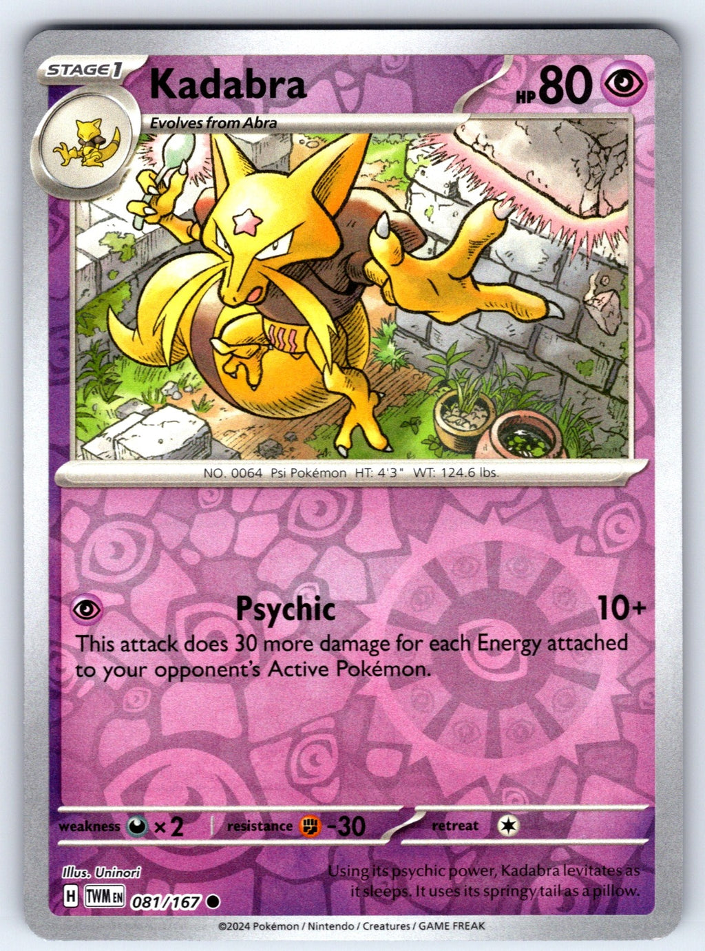 Kadabra Reverse Holo Common SV06: Twilight Masquerade 081/167 NM 2024