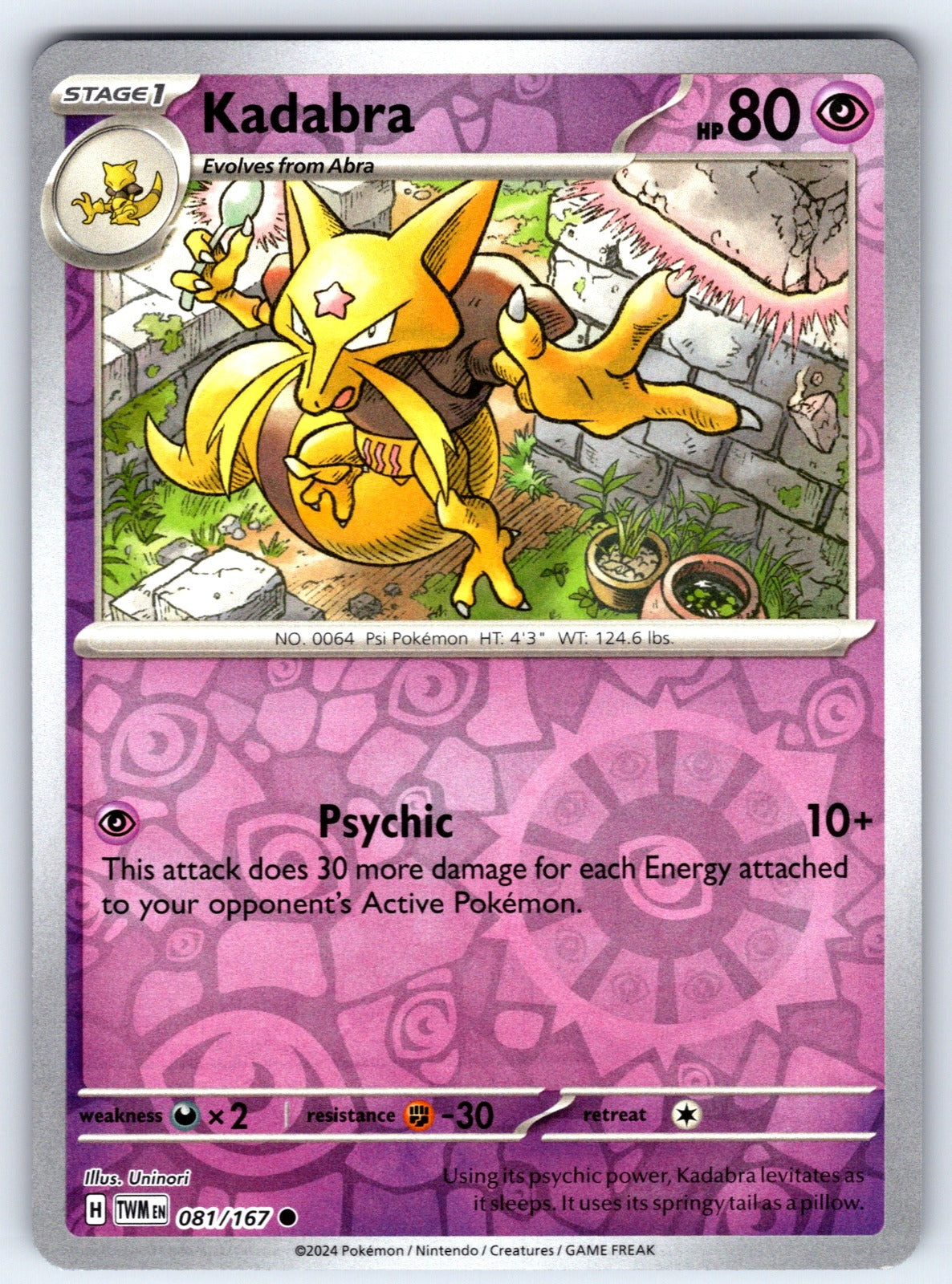 Kadabra Reverse Holo Common SV06: Twilight Masquerade 081/167 NM 2024
