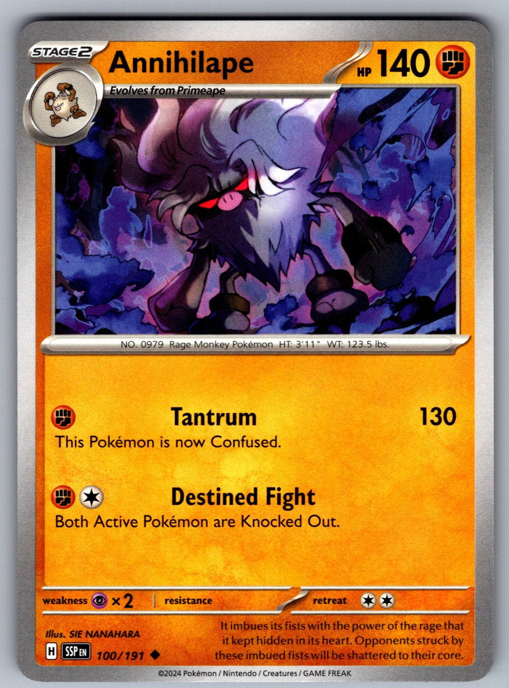 Annihilape Uncommon SV08: Surging Sparks 100/191 NM 2024