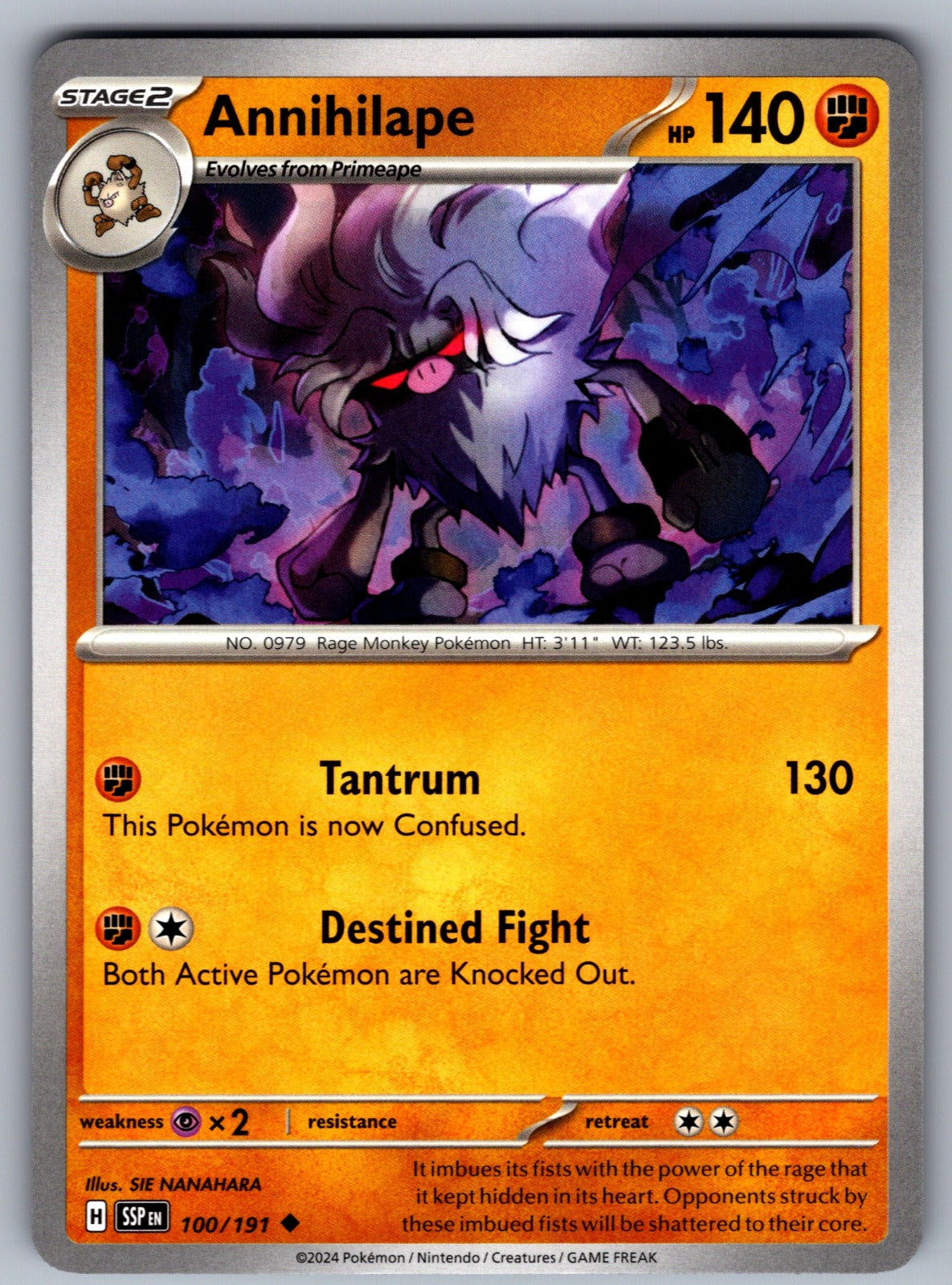 Annihilape Uncommon SV08: Surging Sparks 100/191 NM 2024
