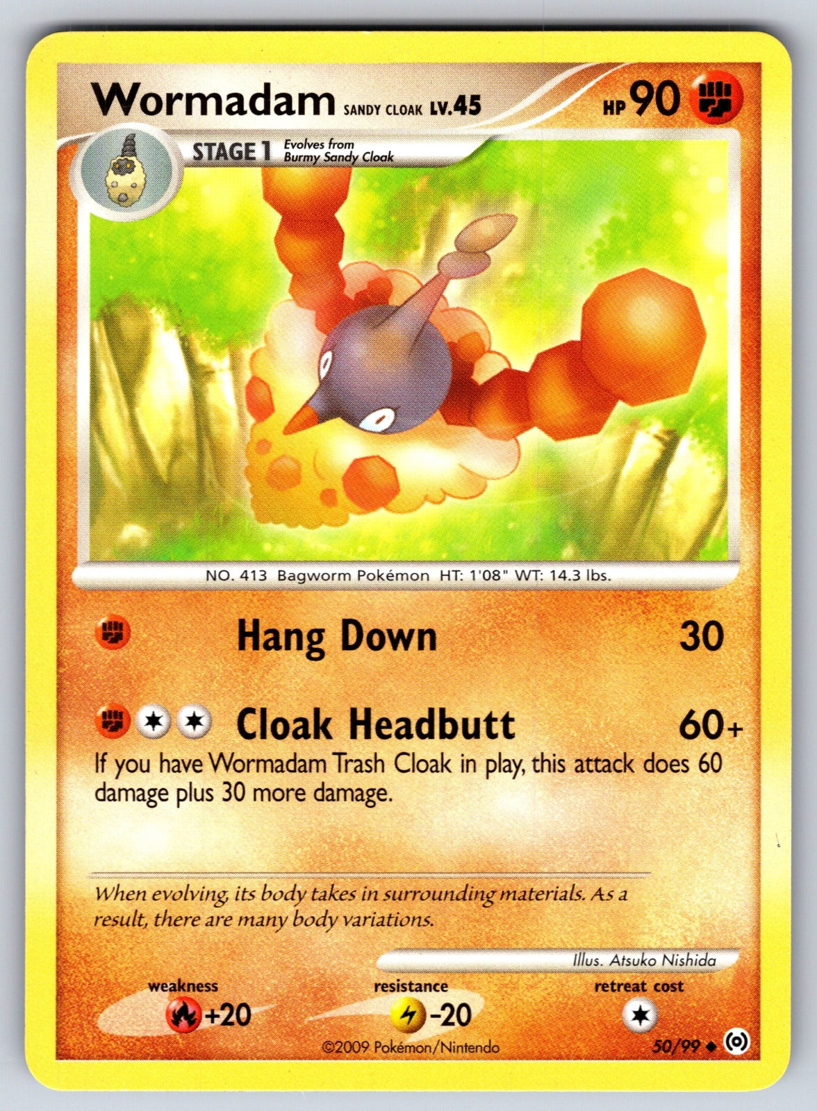 Wormadam Sandy Cloak Uncommon Arceus 50/99 LP 2009