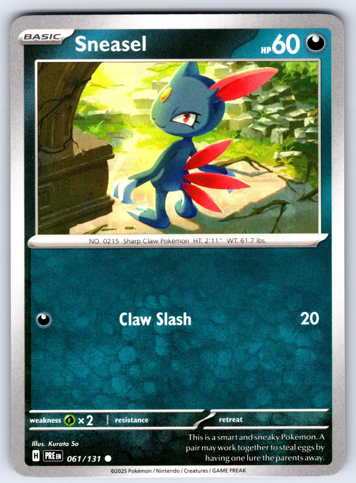Sneasel Common SV: Prismatic Evolutions 061/131 NM 2025