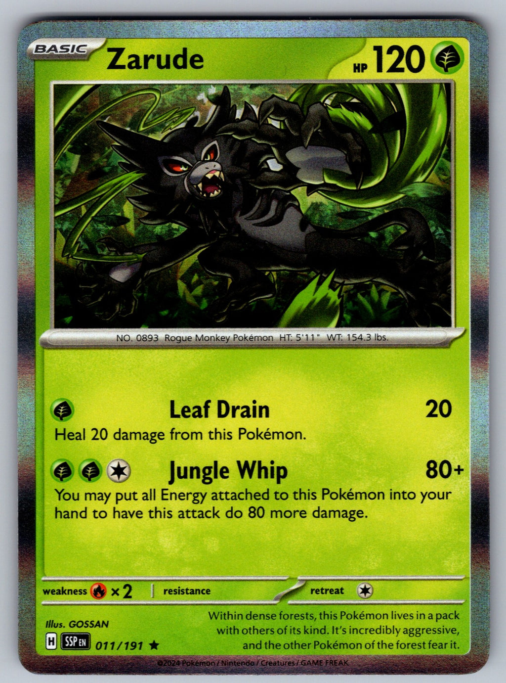 Zarude Holo Rare SV08: Surging Sparks 011/191 NM 2024