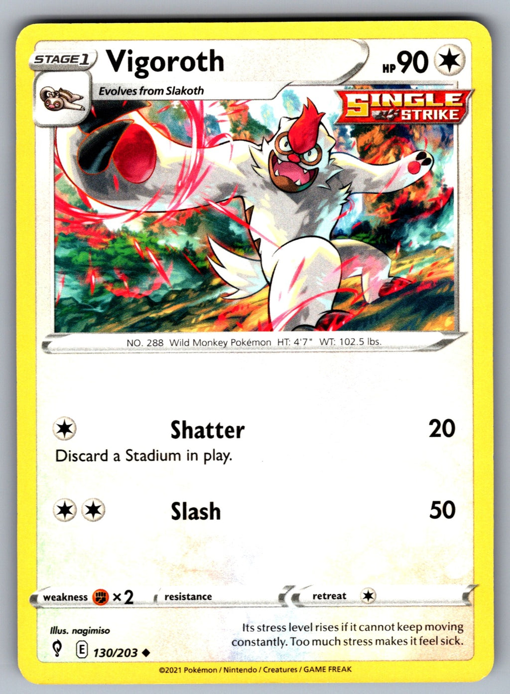 Vigoroth Uncommon SWSH07: Evolving Skies 130/203 NM 2021