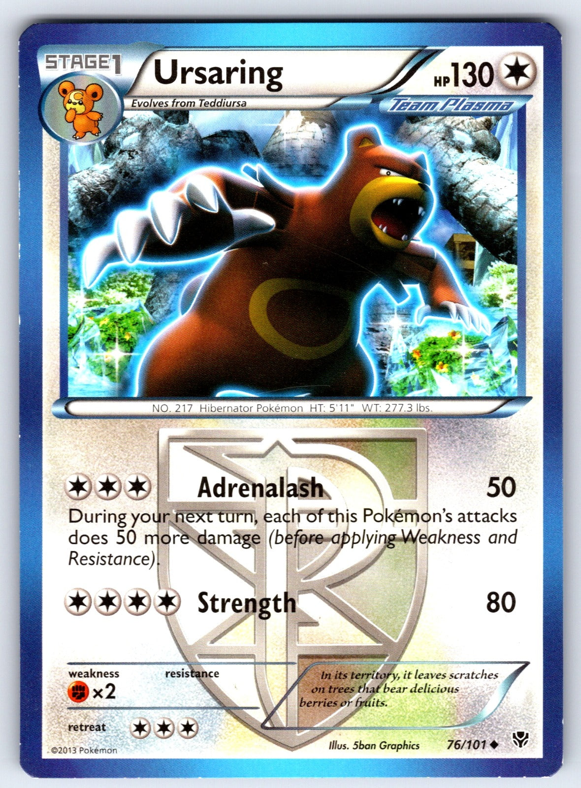 Ursaring (Team Plasma) Uncommon Plasma Blast 76/101 LP 2013