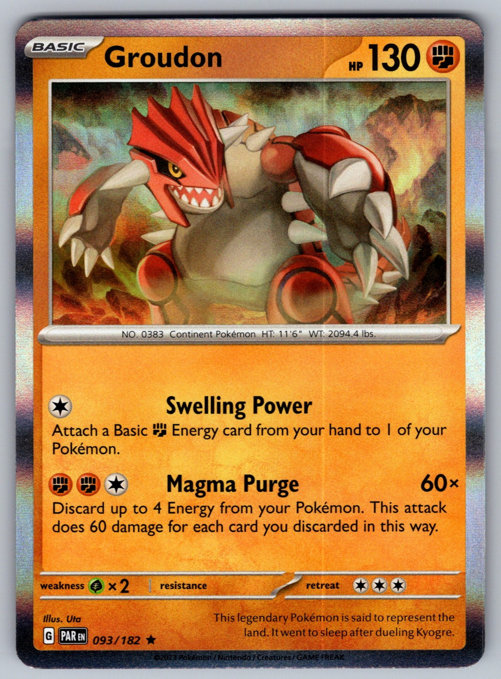 Groudon - Holo Rare SV04: Paradox Rift 093/182 NM 2023