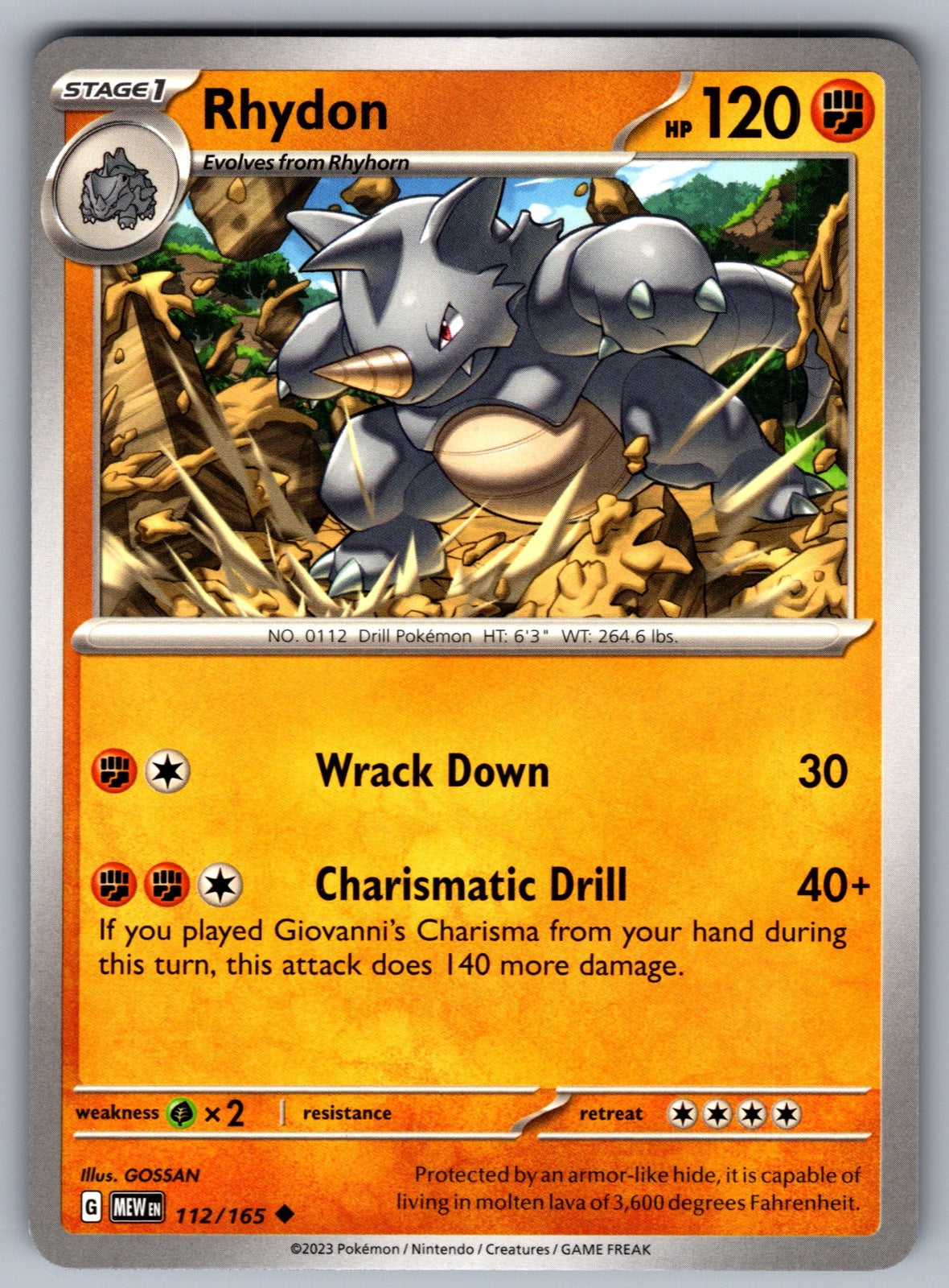 Rhydon Uncommon SV: Scarlet & Violet 151 112/165 NM 2023