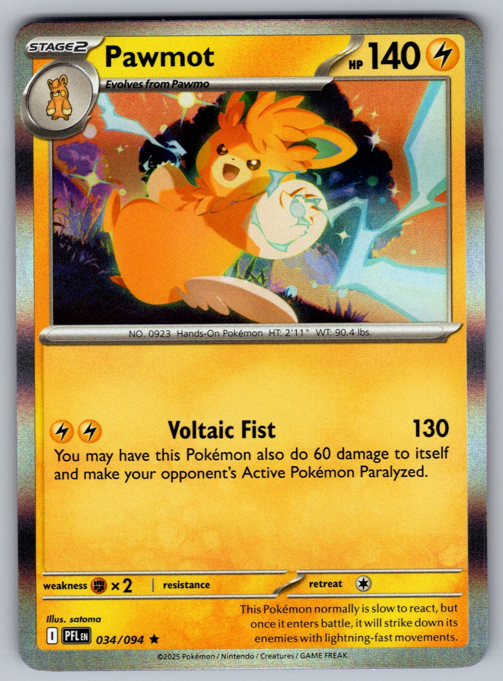 Pawmot Holo Rare ME02: Phantasmal Flames 034/094 NM 2025