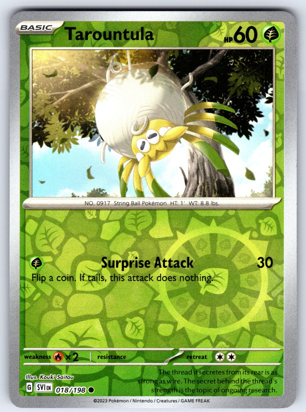 Tarountula Reverse Holo Common SV01: Scarlet & Violet Base Set 018/198 NM 2023