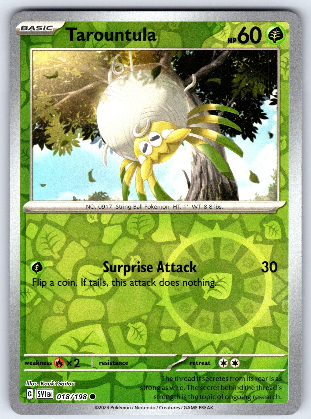 Tarountula Reverse Holo Common SV01: Scarlet & Violet Base Set 018/198 NM 2023