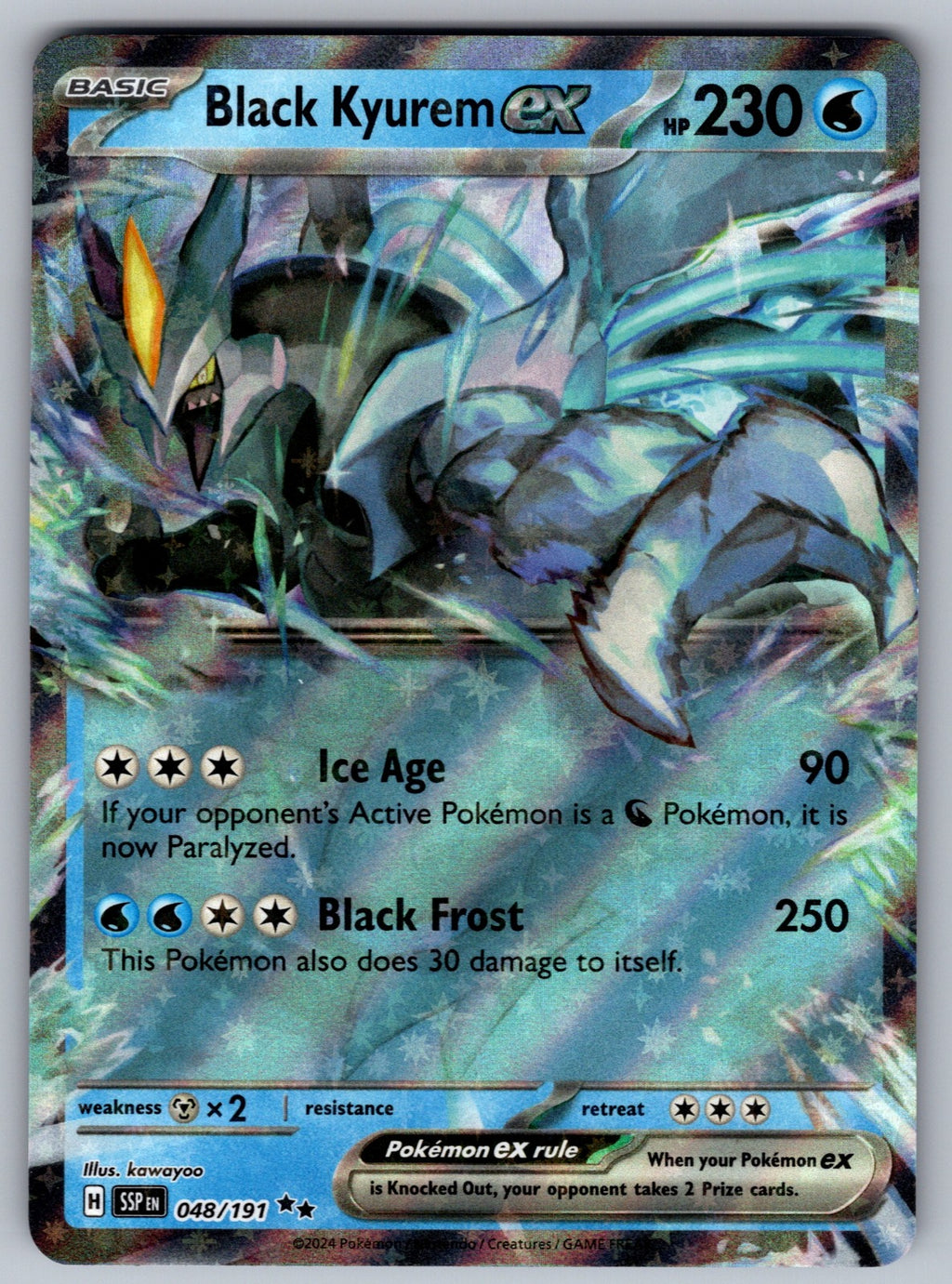Black Kyurem ex Holo Double Rare SV08: Surging Sparks 048/191 NM 2024