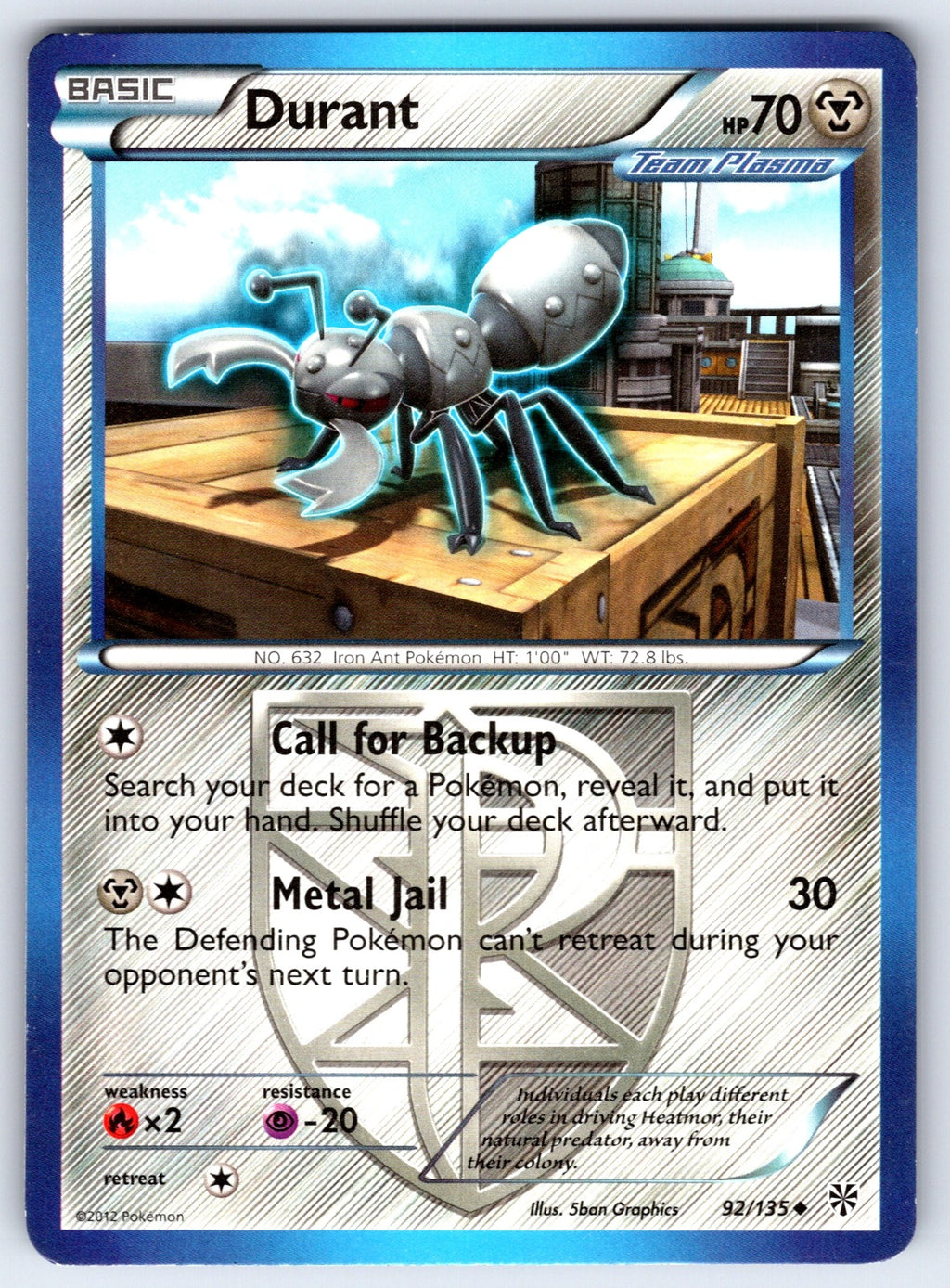 Durant (Team Plasma) (92) Uncommon Plasma Storm 92/135 LP 2013
