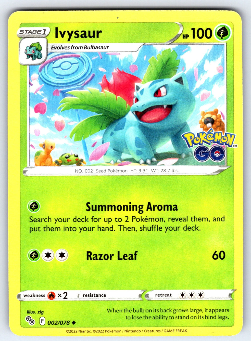 Ivysaur Uncommon Pokemon GO 002/078 NM 2022