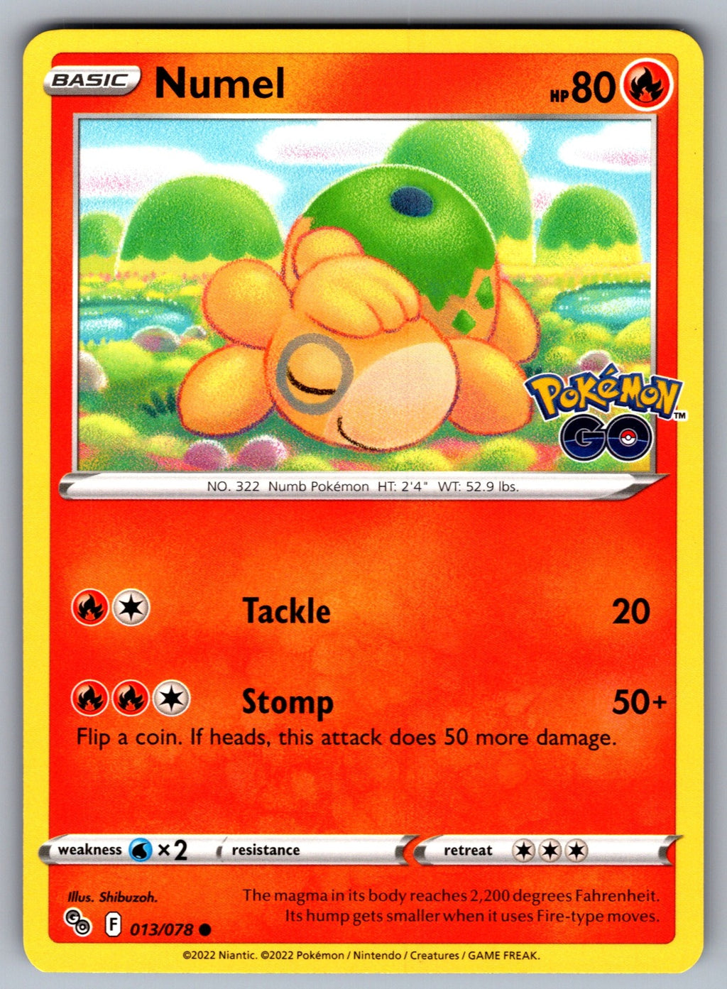 Numel Common Pokemon GO 013/078 NM 2022