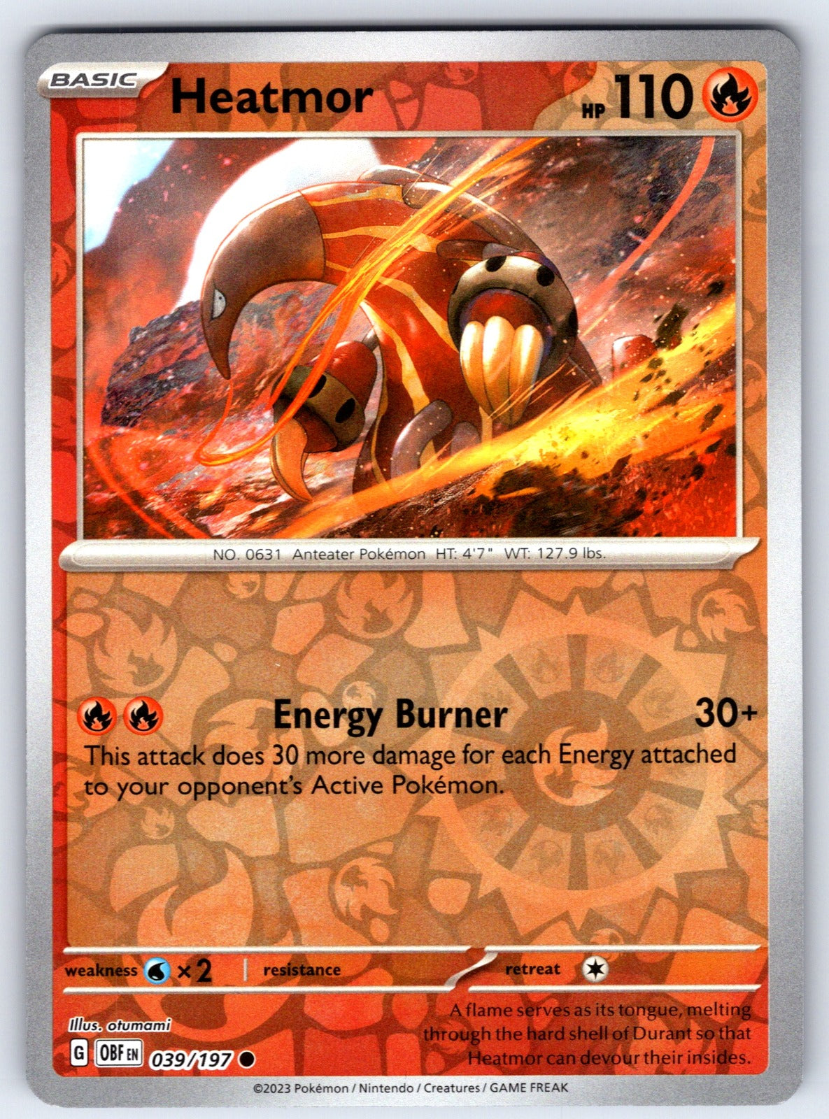 Heatmor Reverse Holo Common SV03: Obsidian Flames 039/197 NM 2023