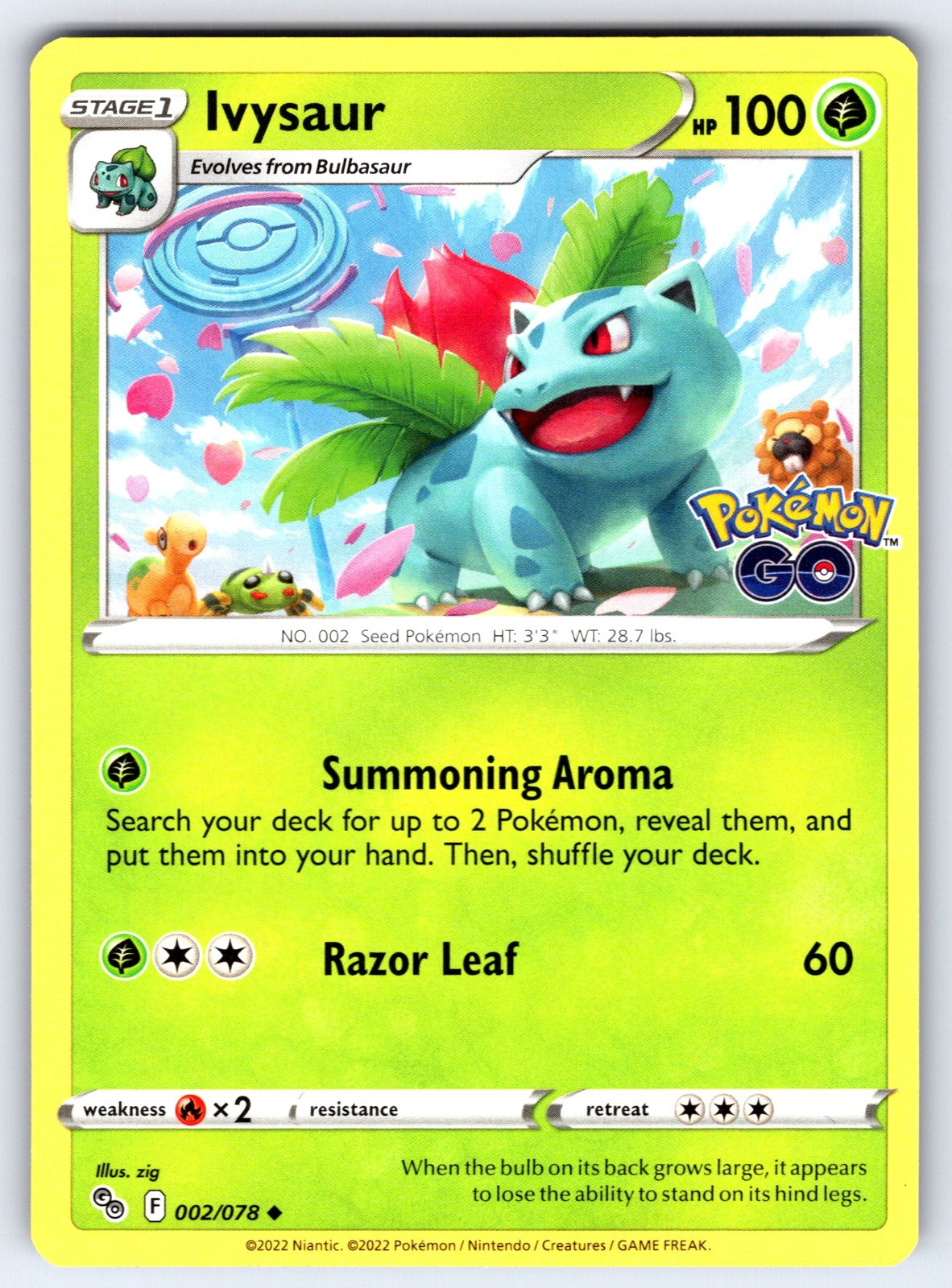 Ivysaur Uncommon Pokemon GO 002/078 NM 2022