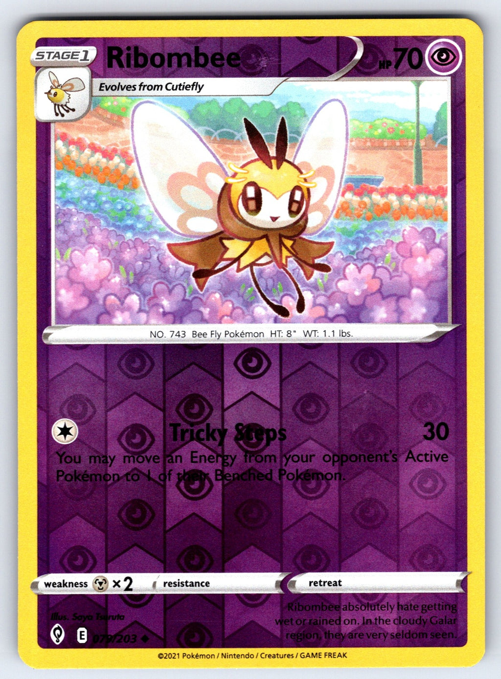 Ribombee Reverse Holo Uncommon SWSH07: Evolving Skies 079/203 NM 2021