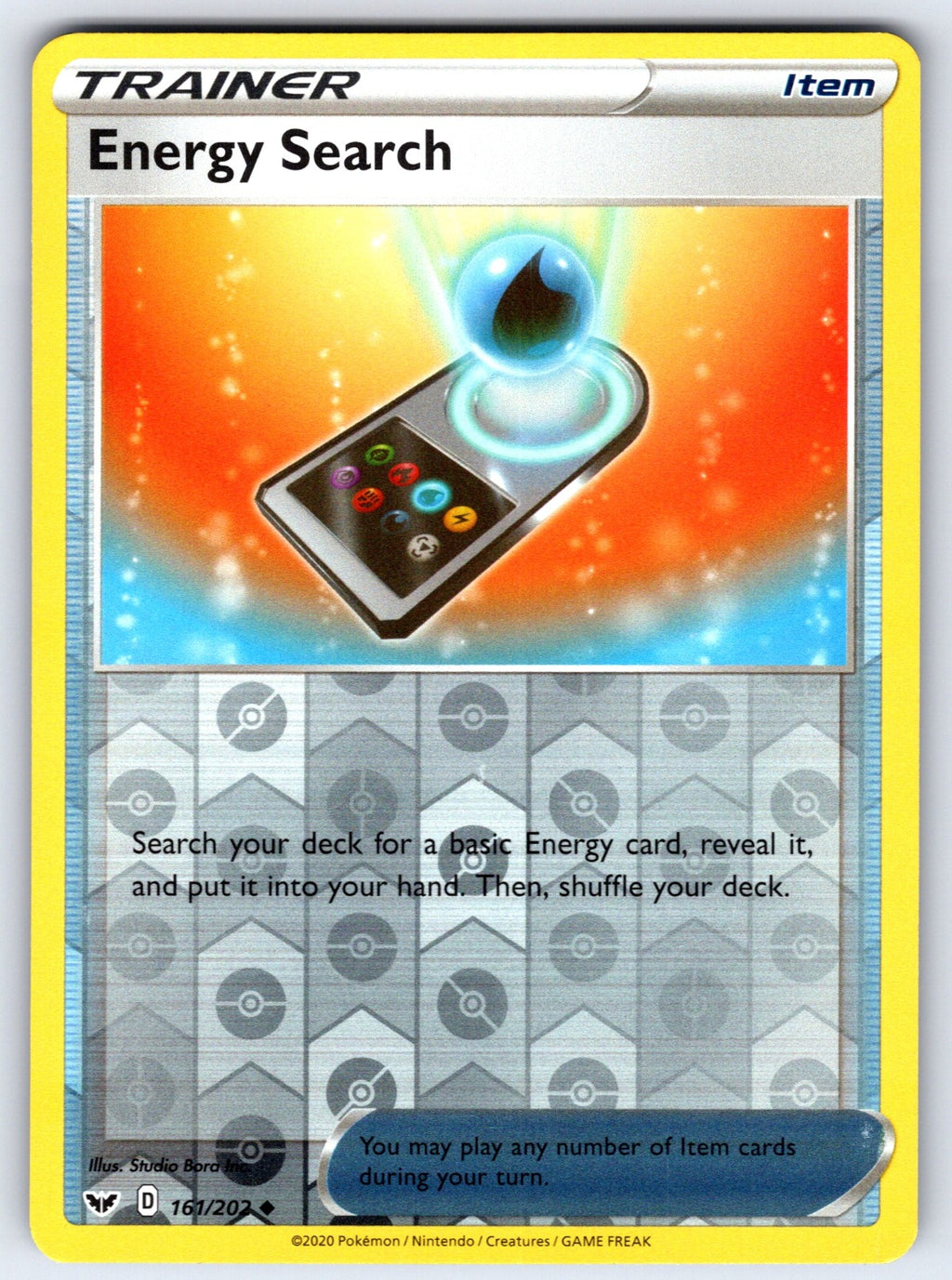 Energy Search Reverse Holo Uncommon SWSH01: Sword & Shield Base Set 161/202 NM 2020