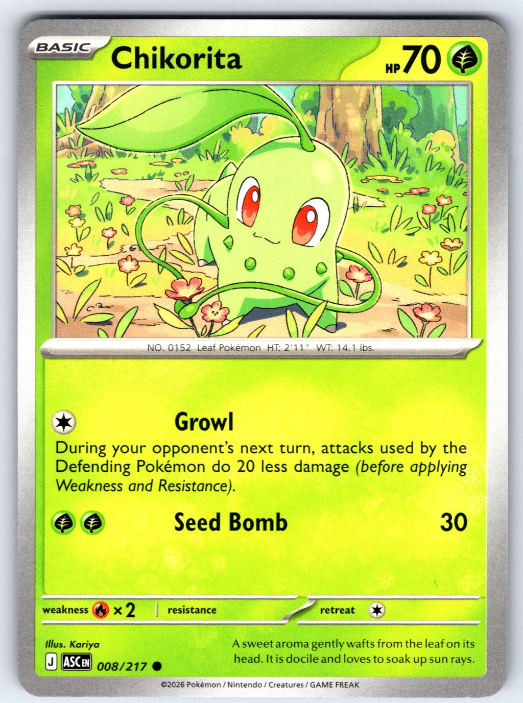 Chikorita Common ME: Ascended Heroes 008/217 NM 2026