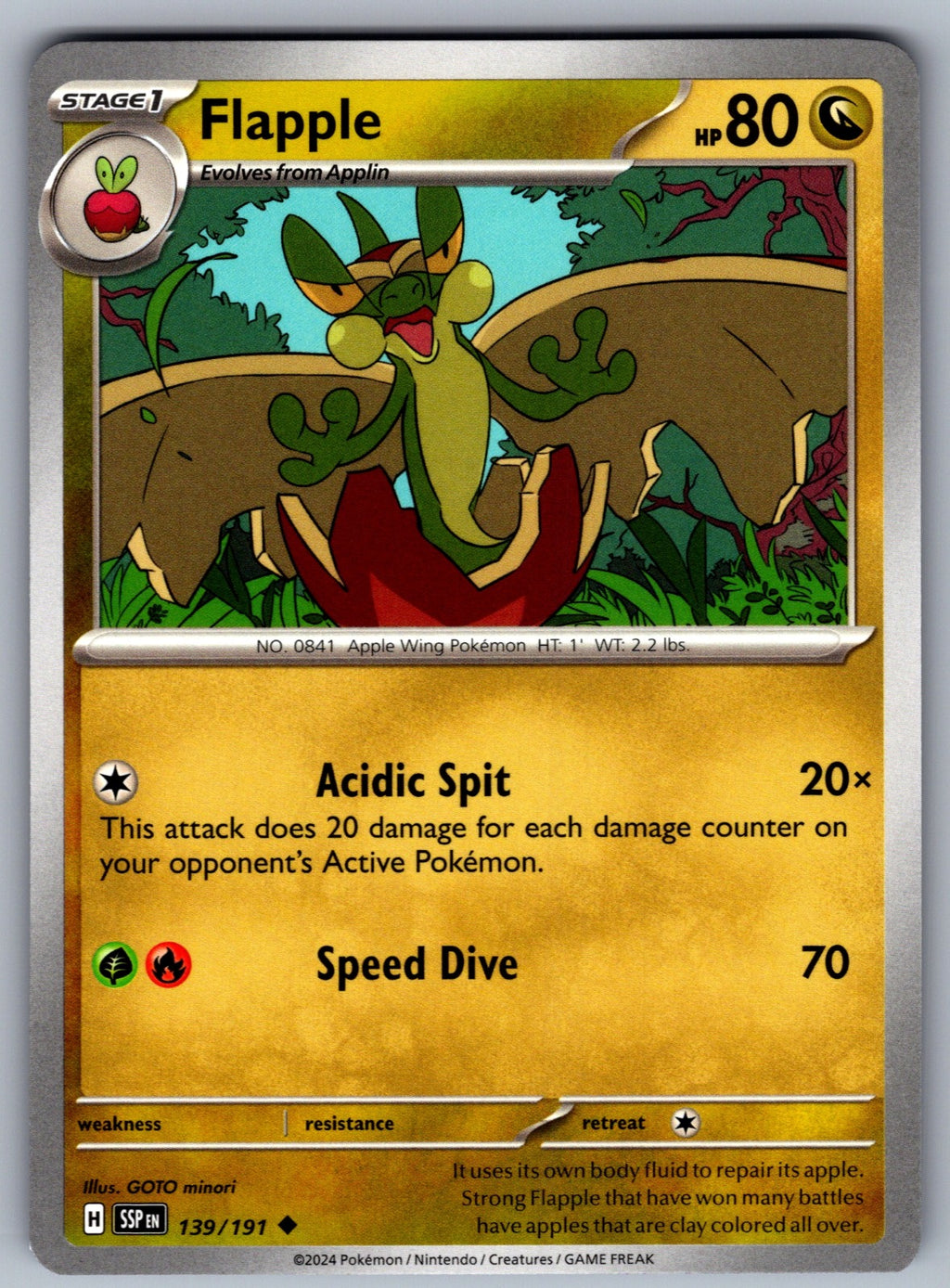 Flapple Uncommon SV08: Surging Sparks 139/191 NM 2024