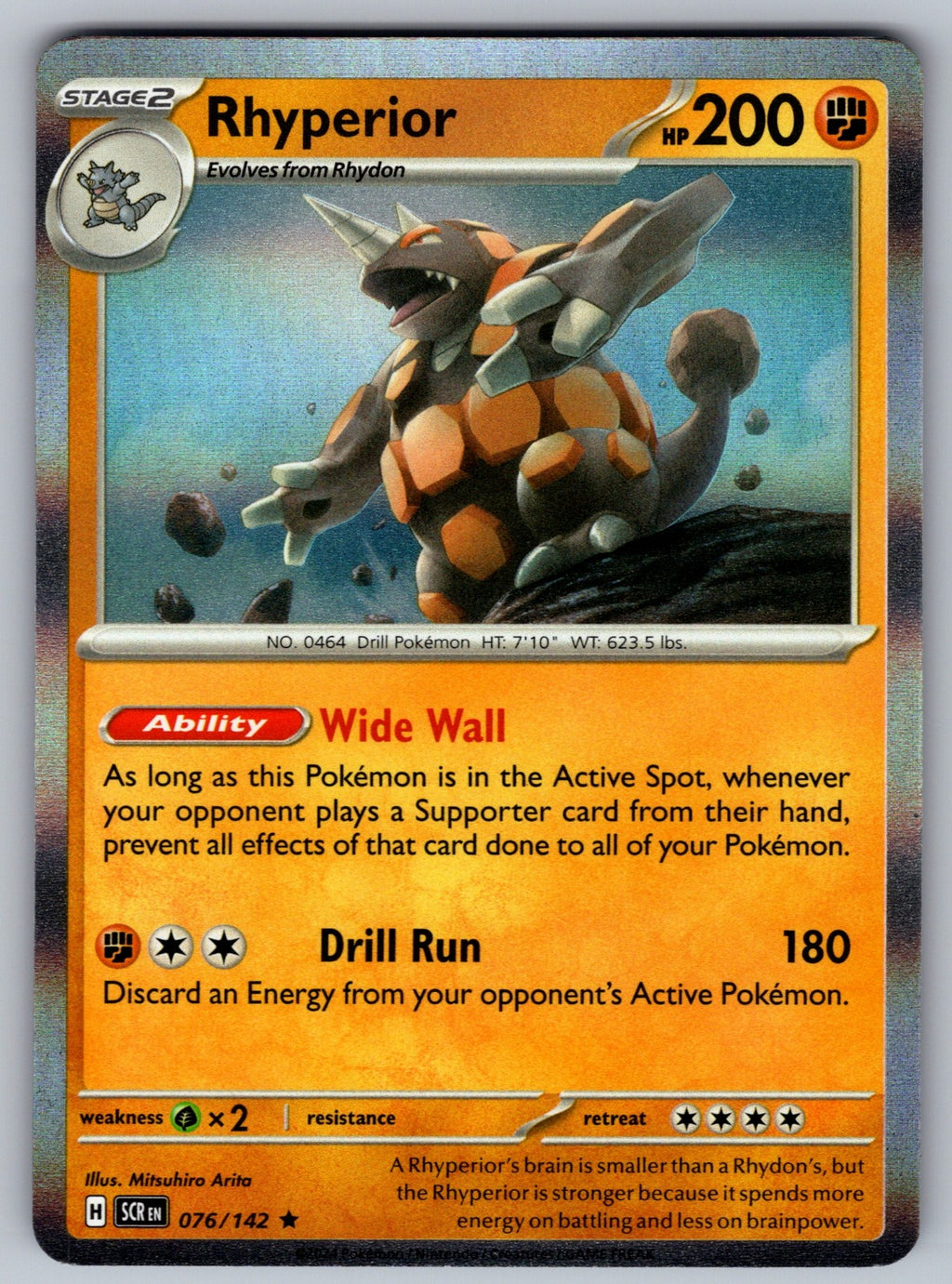 Rhyperior Holo Rare SV07: Stellar Crown 076/142 NM 2024